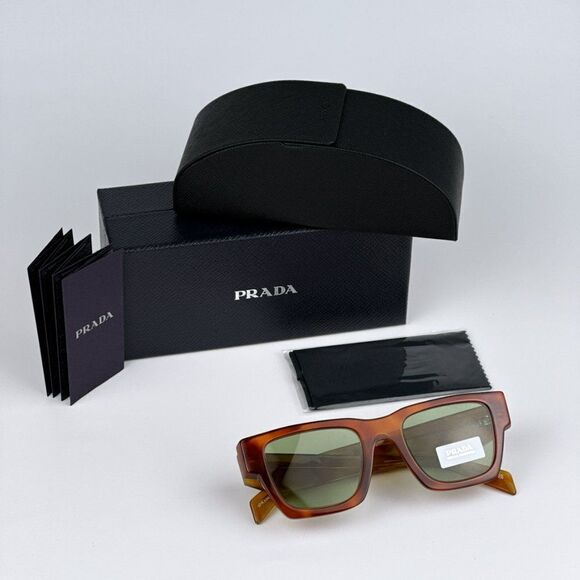 NEW Prada PRA06S 11P60C Cognac Tortoise Green Square Unisex Sunglasses PR A06S main image 6